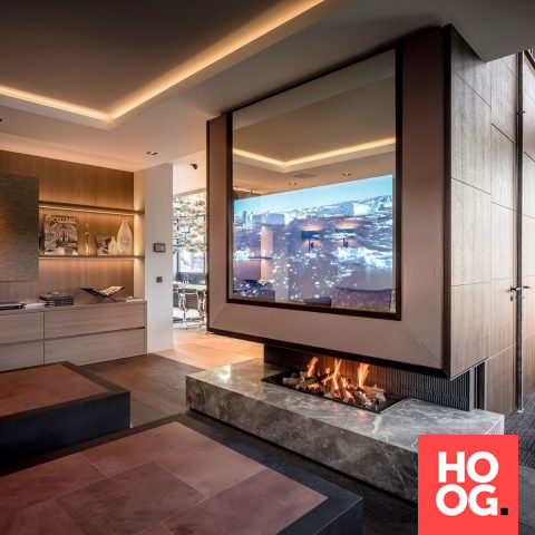 Fireplace with OLED Mirror TV