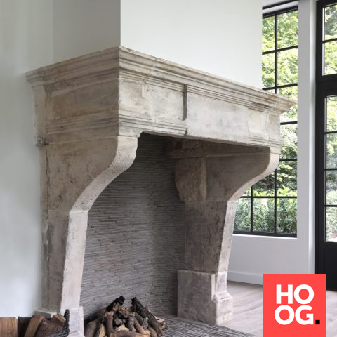 Antique mantel in French limestone
